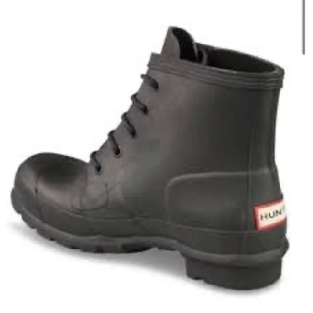 Hunter Original Lace Up Rain Boots Matte Black Waterproof Ankle Boots US 8